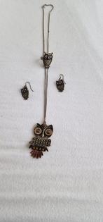 Vintage bronzen uilen Sieraden setje, Ophalen of Verzenden, Staal