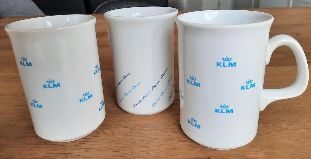 3 KLM bekers, waarvan 1 KLM Cargo, Verzamelen, Ophalen of Verzenden, Zo goed als nieuw