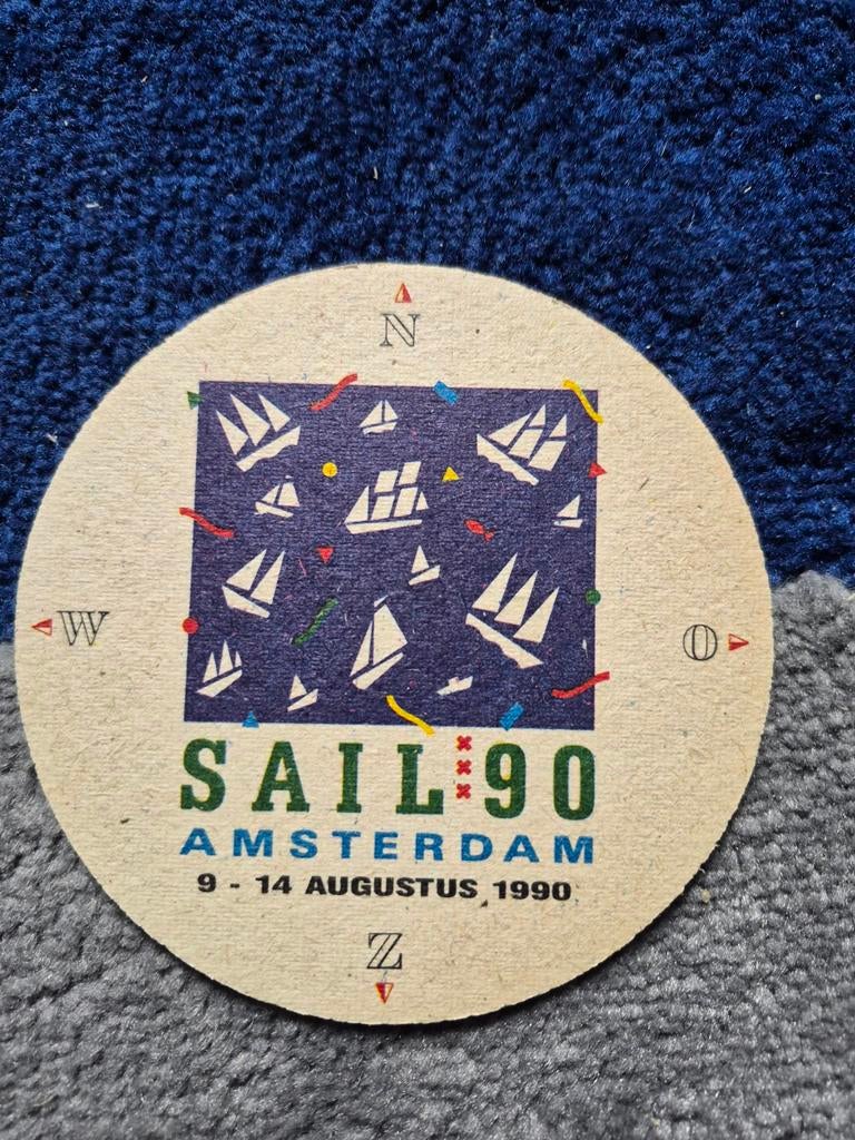 Vintage Bierviltje Sail '90 Amsterdam - Heineken, Verzamelen, Merken en Reclamevoorwerpen, Ophalen of Verzenden