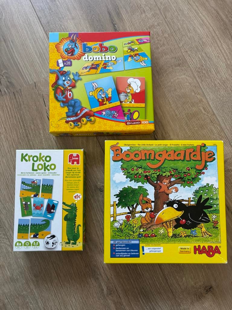Leuke Kinderspellen: Bobo Domino, Kroko Loko & Boomgaardje, Een of twee spelers, Ophalen, Zo goed als nieuw