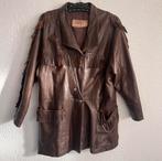 Franse vintage 70s   leer jas unisex franjes 40/ 42/44, Ophalen of Verzenden, Gedragen, Maat 42/44 (L), Bruin