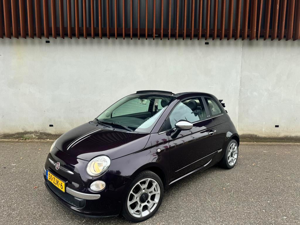 Fiat 500C Cabrio 85pk | NAP | PDC | Paars / Zwart, Auto's, Overige kleuren, Cabriolet, Origineel Nederlands, Bedrijf