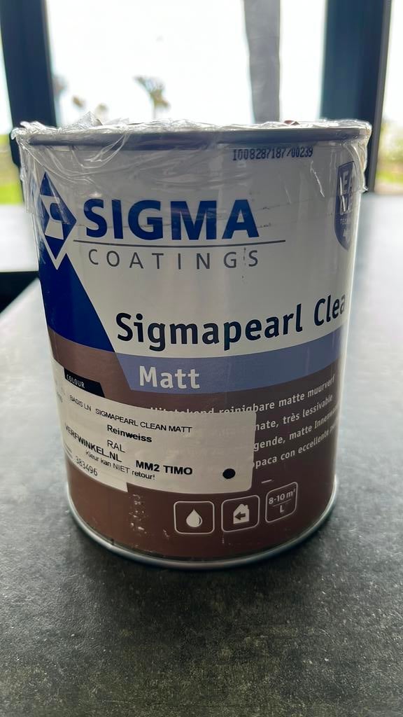 Muurverf mat reinigbaar Sigma Ral 9010, Doe-het-zelf en Verbouw, Verf, Beits en Lak, Wit, Nieuw, Ophalen of Verzenden, Verf