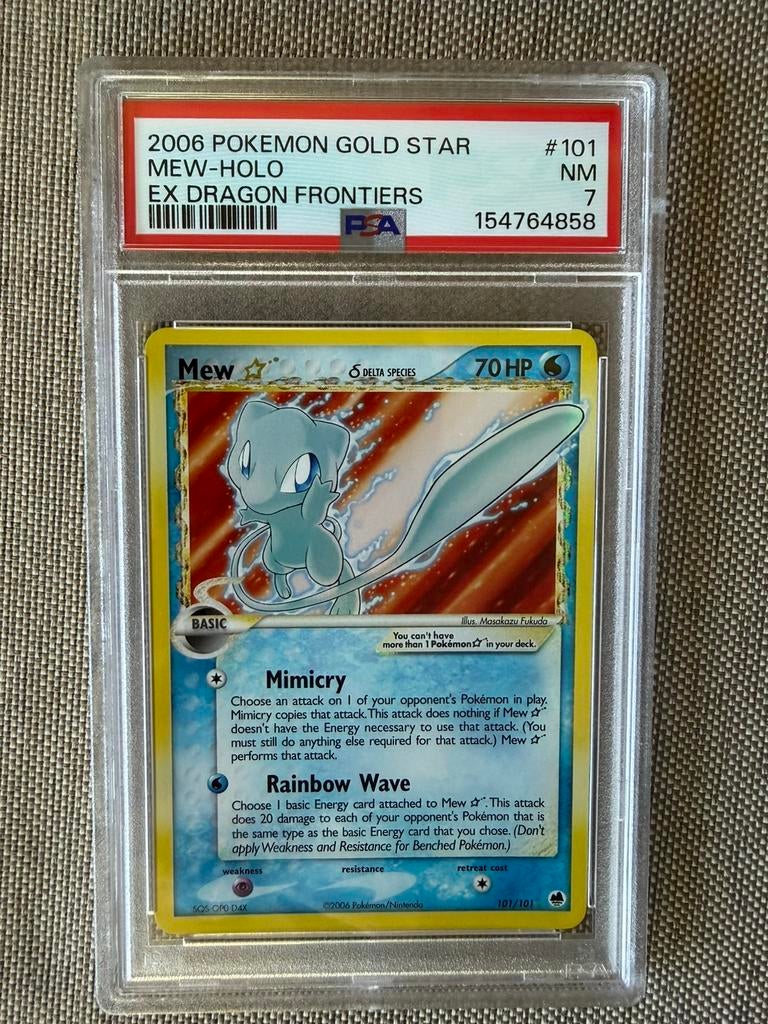 Pokemon Mew #101 Gold Star PSA 7 NEW CERT, Ophalen, Zo goed als nieuw, Losse kaart