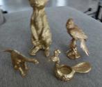 Goudkleurig decoratiebeeldjes dinosaurus, vogel,papegaai, Ophalen of Verzenden, Gebruikt