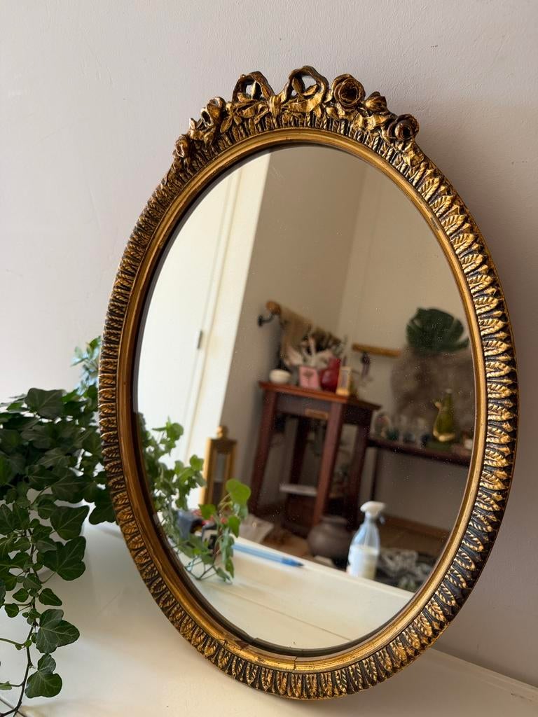 Vintage barok spiegel, Ophalen of Verzenden, Ovaal, Minder dan 50 cm