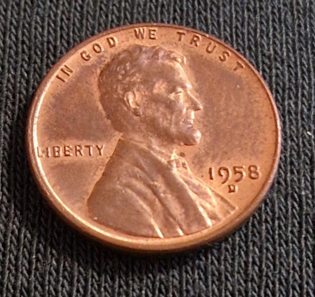 Amerikaanse 1 Cent Lincoln Penny 1958 D, Ophalen of Verzenden, Noord-Amerika, Losse munt