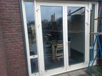 Crème Aluminium Kozijn met Dubbele Openslaande Deuren, Ophalen, Gevelraam of Ruit, Gebruikt, 160 cm of meer