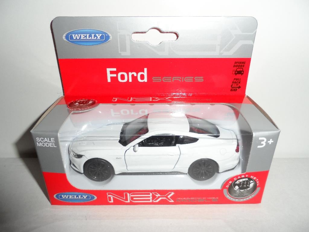 Welly - 2015 Ford Mustang GT (wit) 1:36, Ophalen of Verzenden, Nieuw, Auto