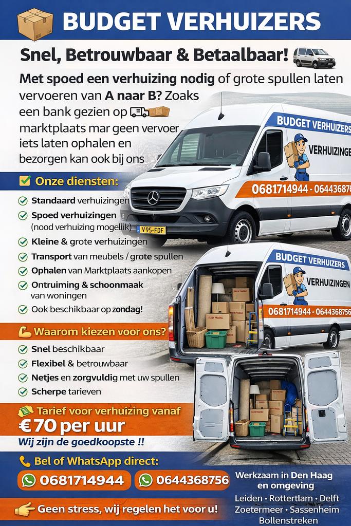 Verhuizing verhuizers gezocht, Ophalen of Verzenden