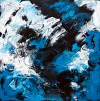 acryl schilderij 90 x 90 cm "spelende mussen", Ophalen of Verzenden