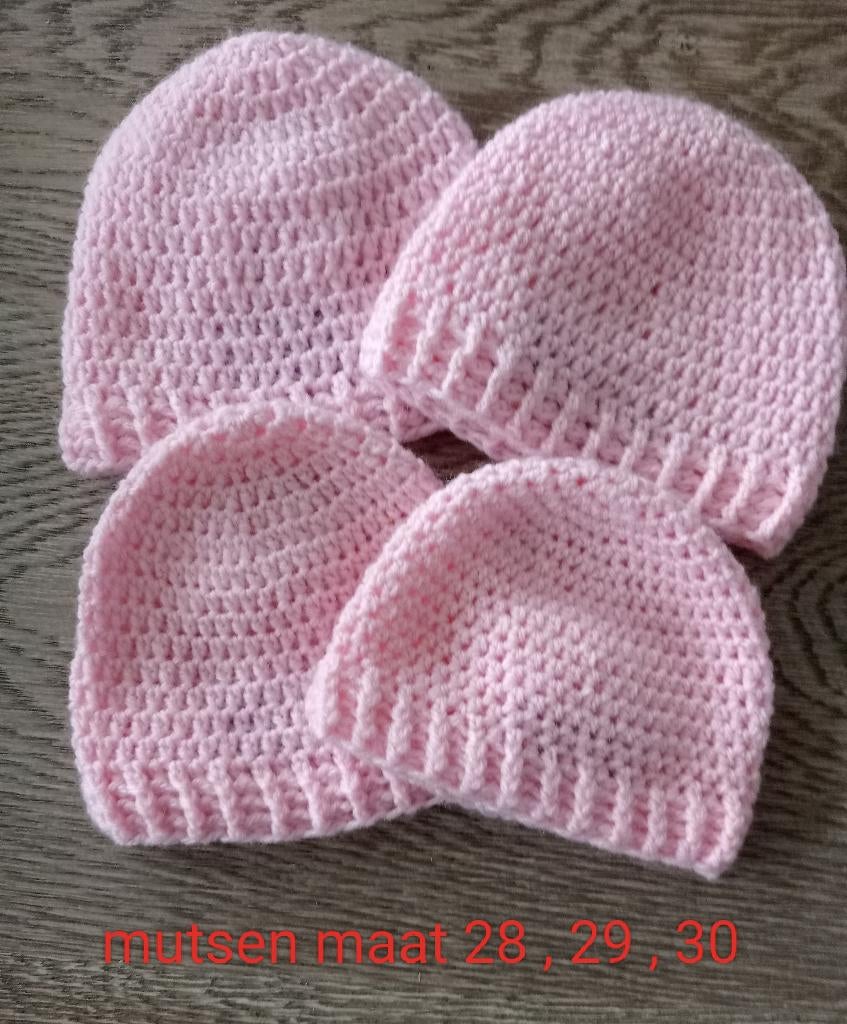Gehaakte mutsen in verschillende maten en kleuren, Kinderen en Baby's, Babykleding | Mutsen, Sjaals en Wanten, Maat 50, Jongetje of Meisje