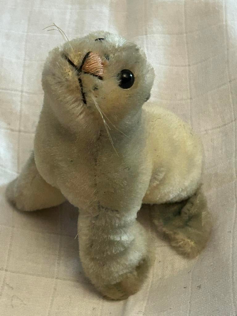 Vintage “Robby” zeehond Steiff, geen knop meer, Ophalen of Verzenden