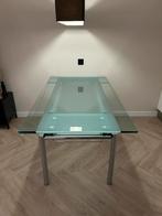Uitschuifbare glazen eettafel - 160/220x90 cm, Huis en Inrichting, Ophalen, Gebruikt, 50 tot 100 cm, Glas