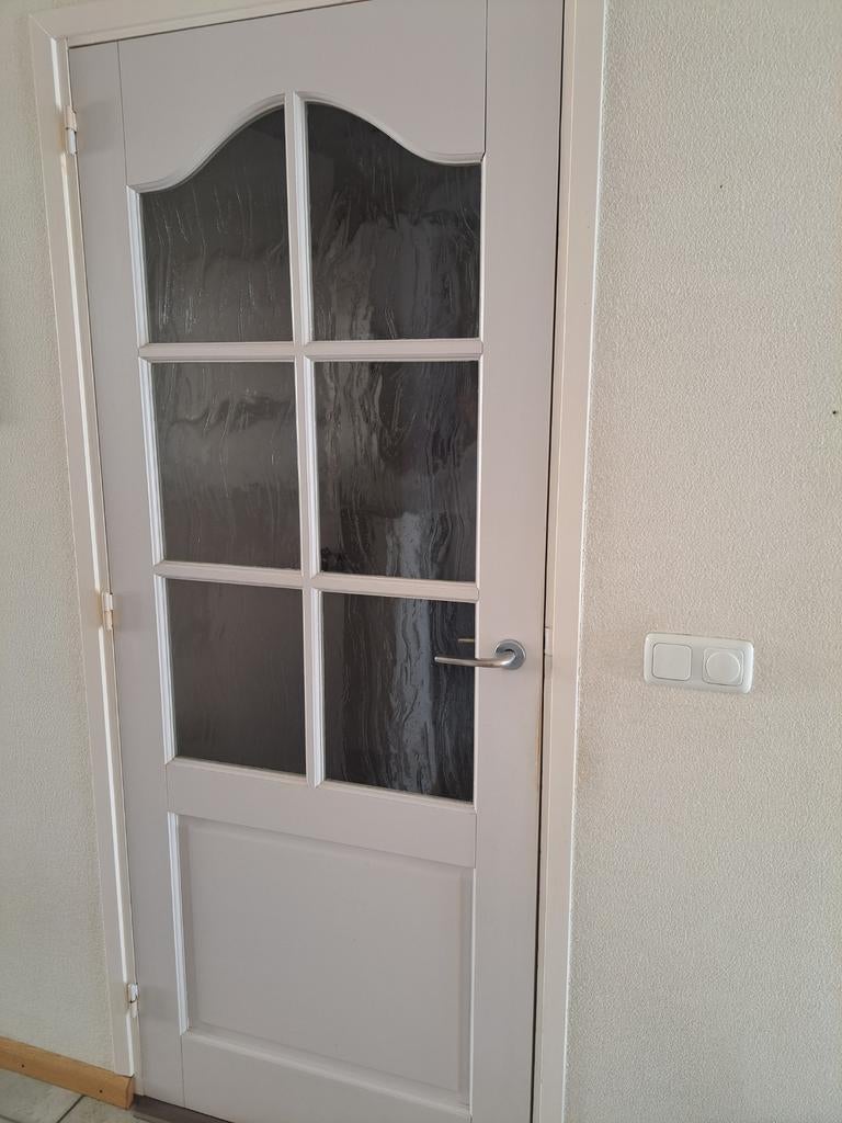 Witte binnendeur met glaspanelen, Doe-het-zelf en Verbouw, Ophalen of Verzenden
