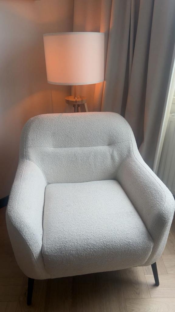 woonexpress fauteuil wit teddy, Ophalen of Verzenden, Zo goed als nieuw