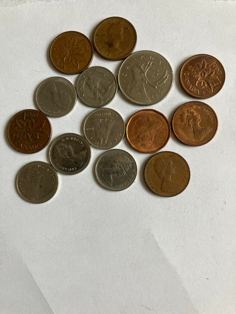 Canadese munten met Koningin Elizabeth II, Ophalen of Verzenden, Koningin Beatrix, Overige waardes, Setje