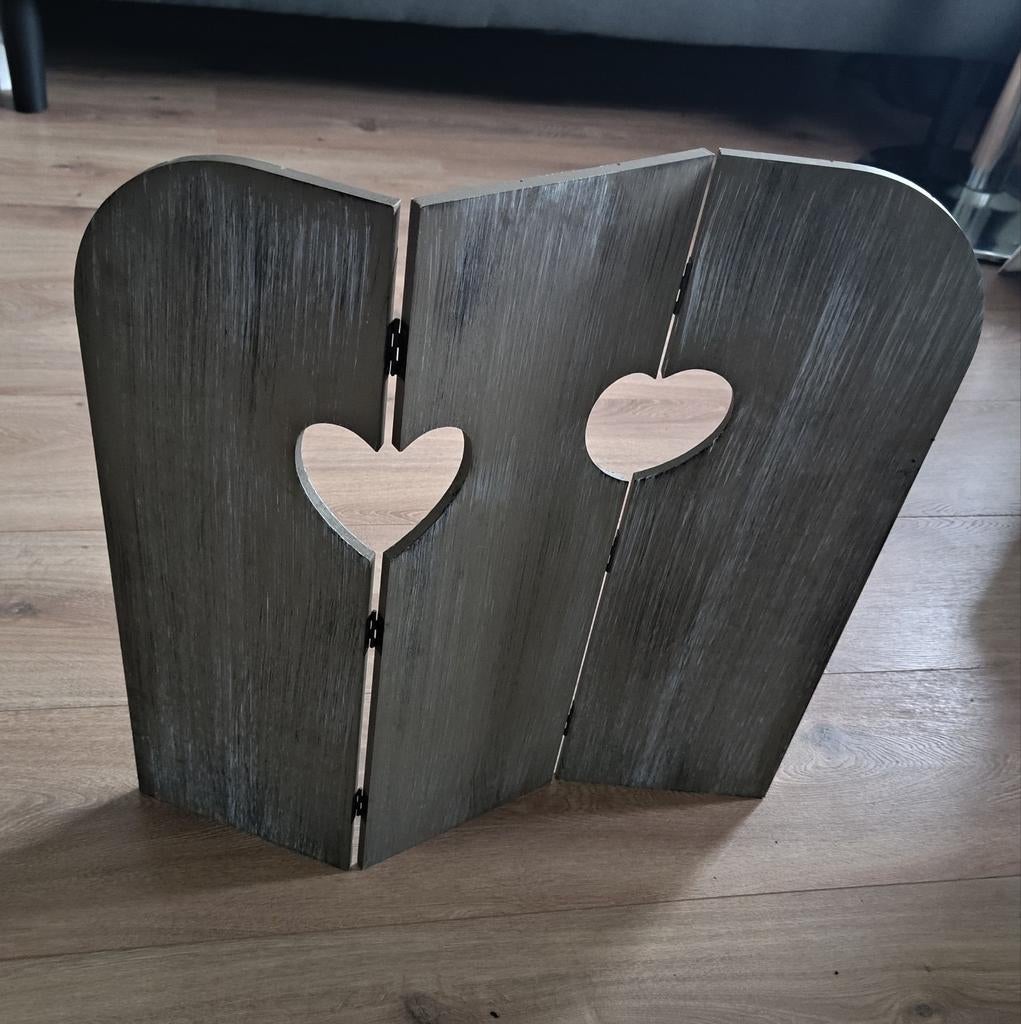 Decoratief houten scherm met hartjesuitsparingen, Huis en Inrichting, Woonaccessoires | Kamerschermen, Ophalen of Verzenden, Gebruikt