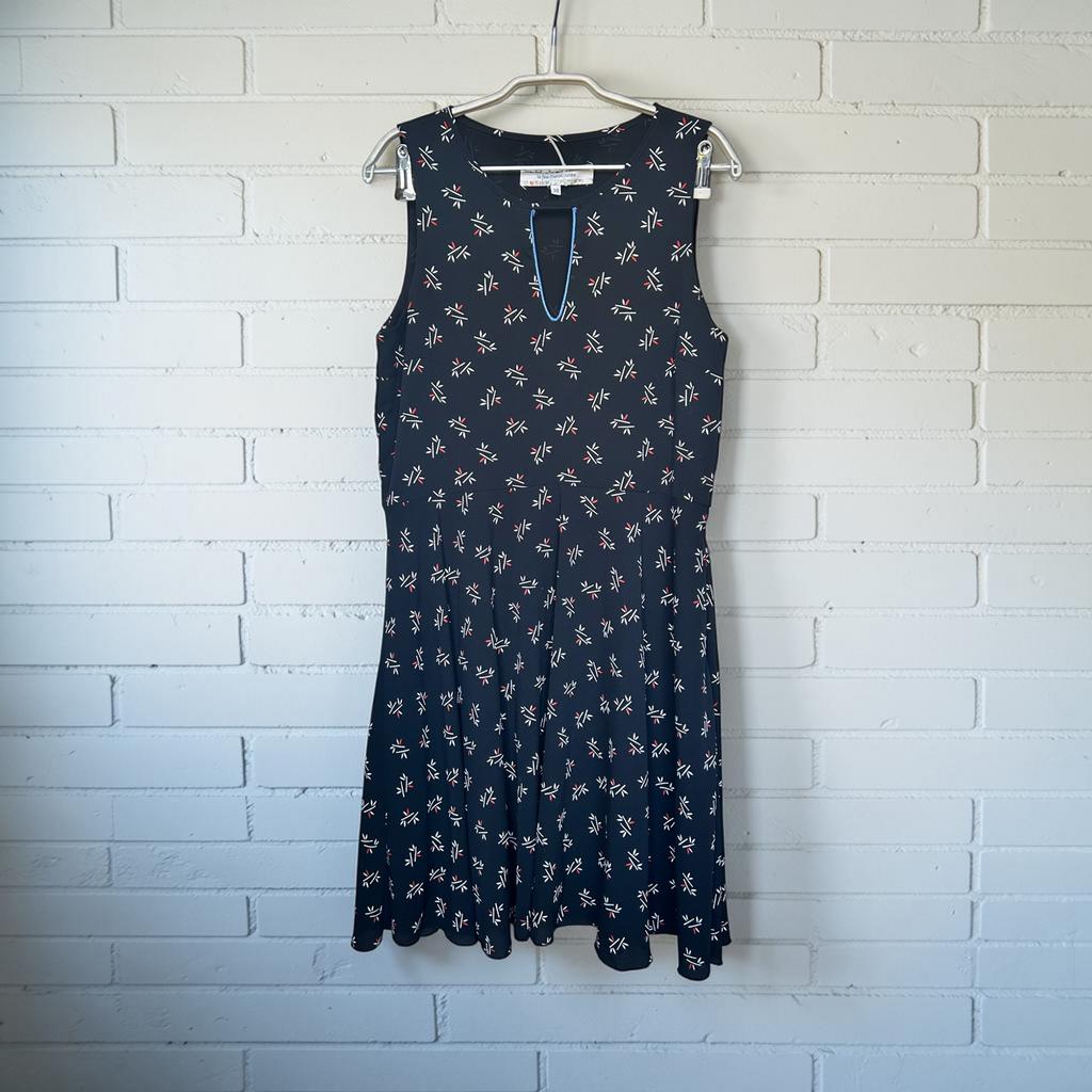 La Fée Maraboutée Jurk Maat 38 Zwart Crème Bamboe Print Midi, Maat 38/40 (M), Zwart, Ophalen of Verzenden, Zo goed als nieuw