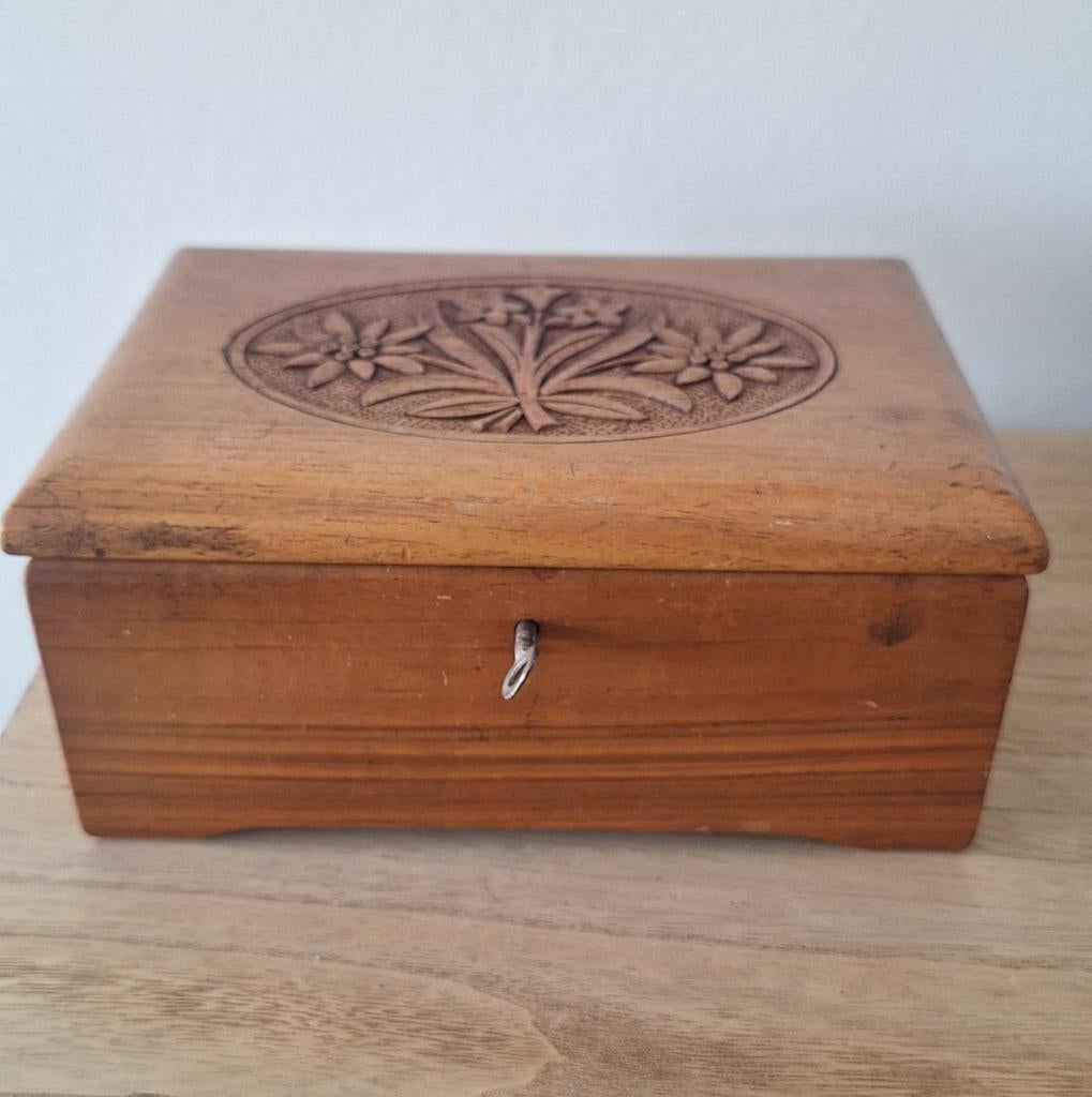 Vintage Zwitserse Muziekdoos Sieradenkistje - Enzelborg, Ophalen of Verzenden
