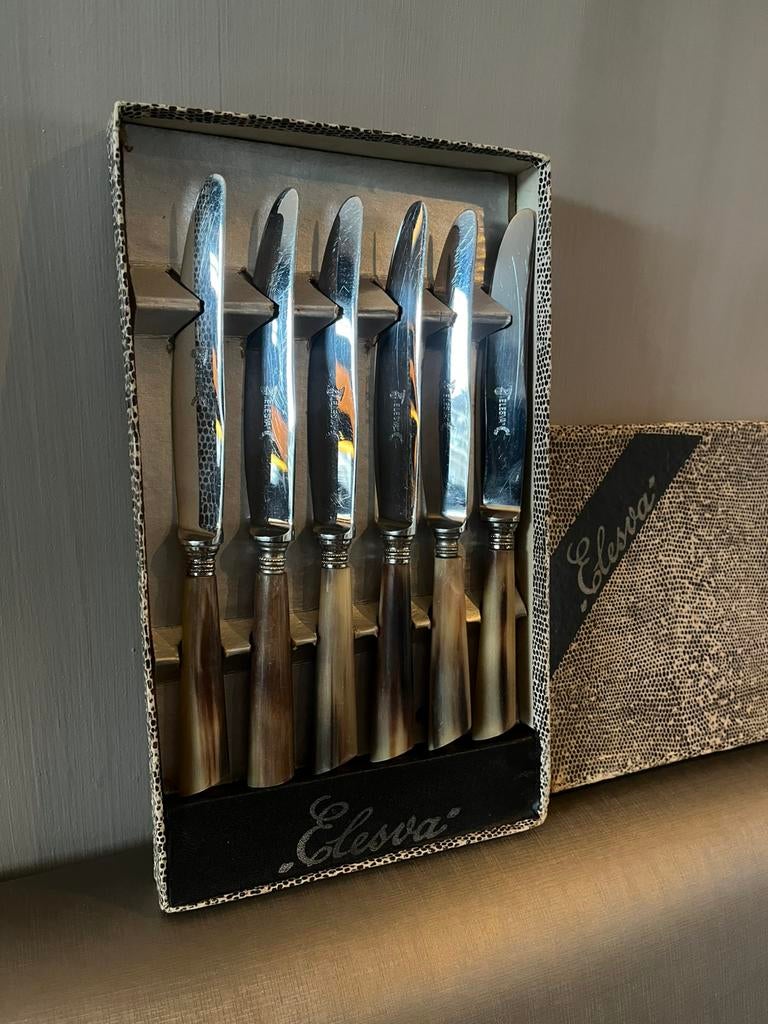 Vintage 6 delige set Elesva messen, Ophalen of Verzenden