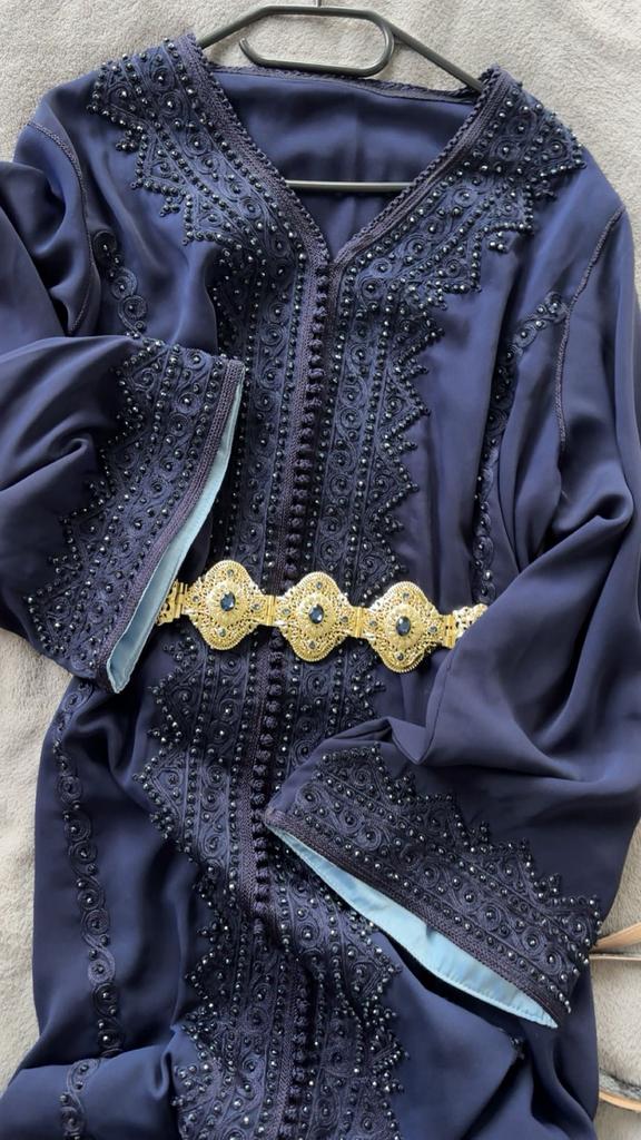 Konings blauwe Caftan, Ophalen of Verzenden, Zo goed als nieuw, Blauw, Onder de knie