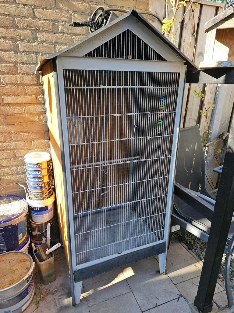 Grote kooi volière voor vogels en mussen, aan drie zijden af, Ophalen, Gebruikt, Metaal, Vogelkooi