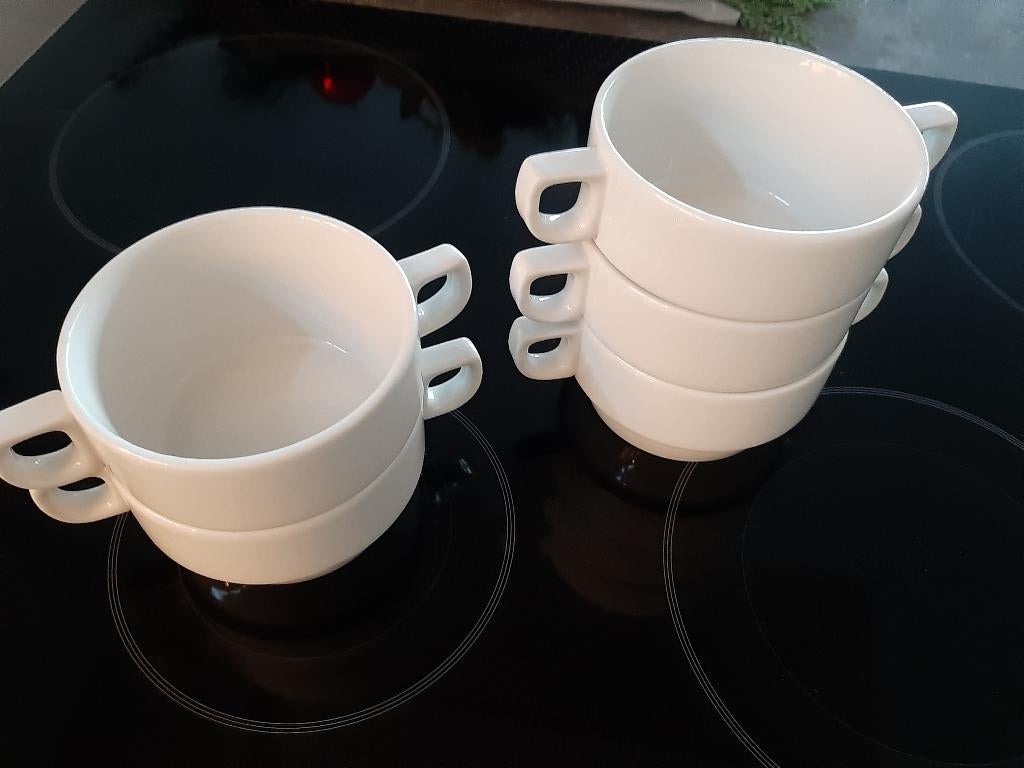 5 witte soepkommen, Huis en Inrichting, Keuken | Servies, Ophalen, Zo goed als nieuw, Kom(men), Overige stijlen