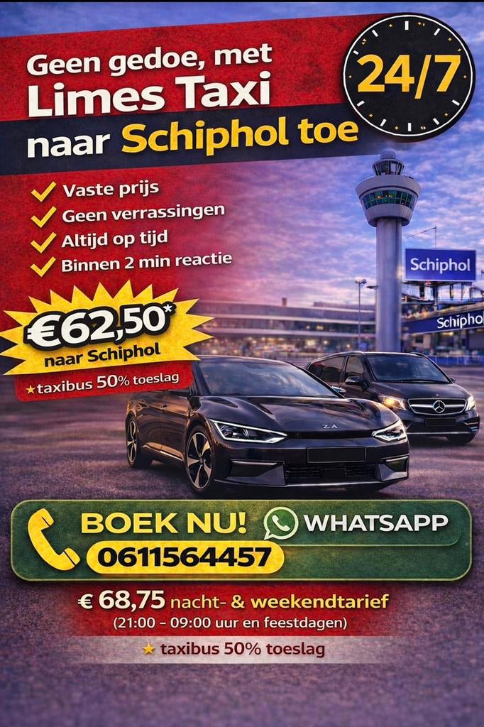 Taxi Alphen  Schiphol €62,50 | 24/7 Service | Direct Boeken