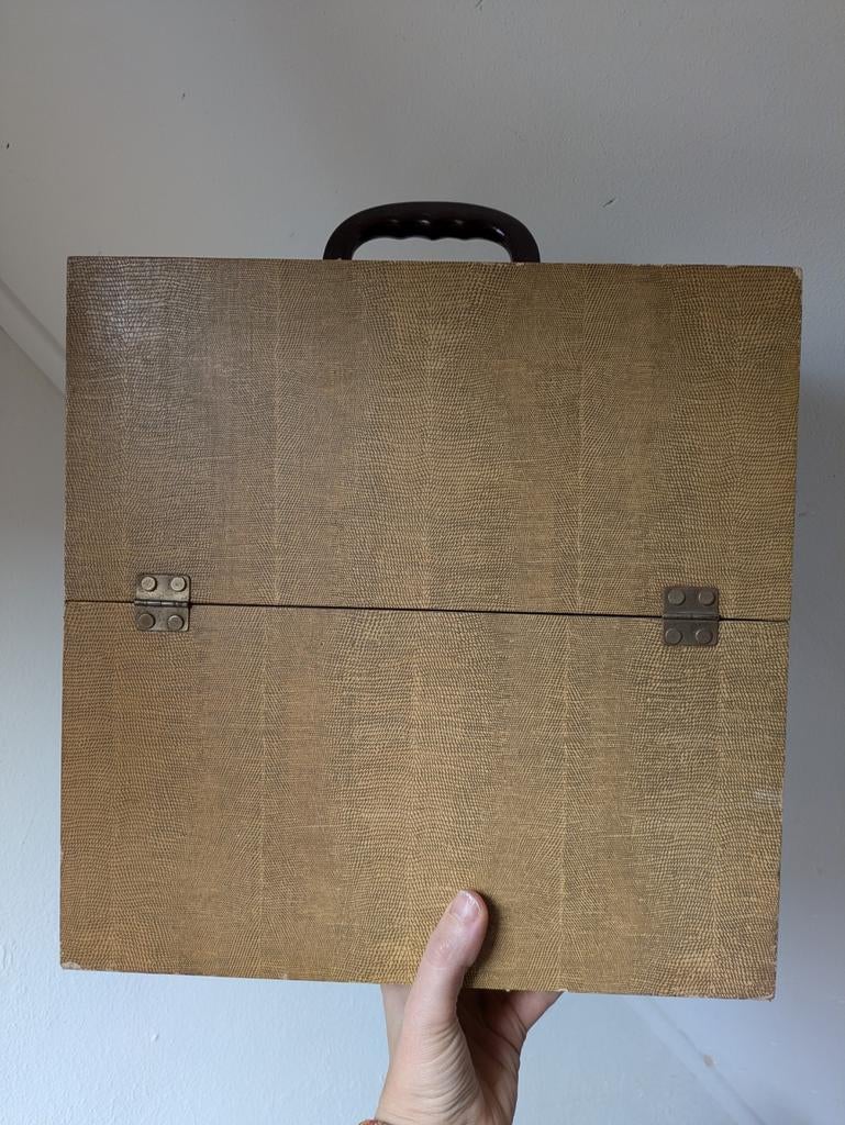 Vintage LP Koffer/Opbergdoos, Huis en Inrichting, Woonaccessoires | Kisten, Overige materialen, Minder dan 50 cm, Gebruikt, Minder dan 50 cm