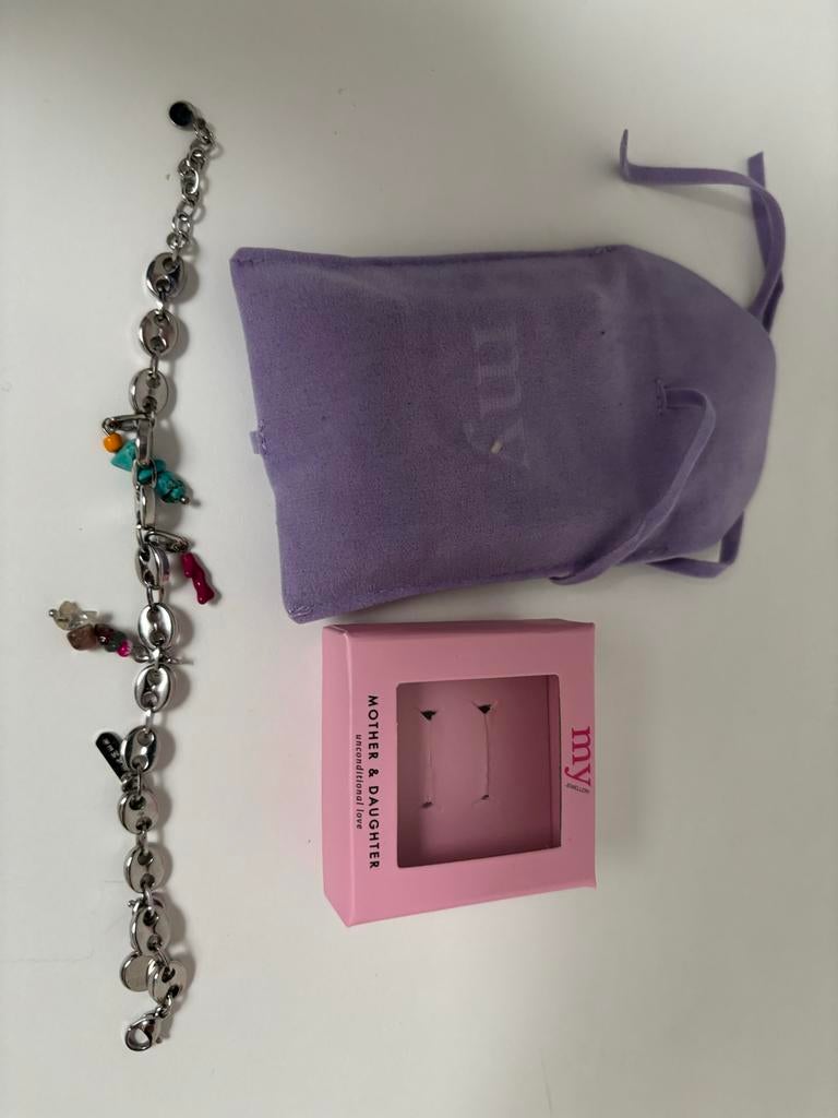 My Jewellery bedelarmband met bedeltjes, Staal, Ophalen of Verzenden, Zo goed als nieuw, Met bedels of kralen