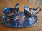 Verzilverd 4-delig room setje pp dienblad., Ophalen of Verzenden, Zilver