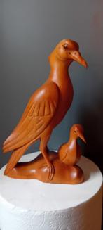 Vintage Houten Vogel met Kuiken - Handgesneden Decoratie, Ophalen of Verzenden