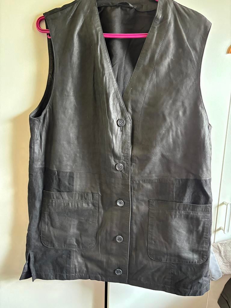 Leren gilet, Ophalen of Verzenden, Zo goed als nieuw, Maat 38/40 (M), Zwart
