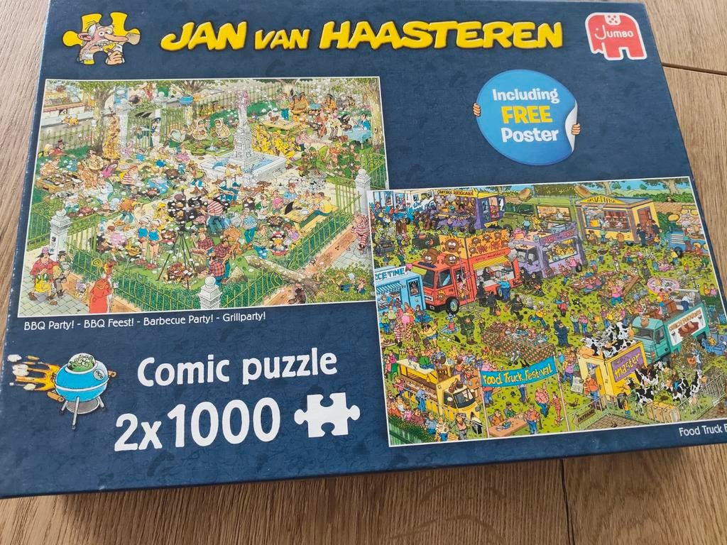 Jan van Haasteren 2x doos met 2x1000, Hobby en Vrije tijd, Denksport en Puzzels, Ophalen of Verzenden, 500 t/m 1500 stukjes, Zo goed als nieuw