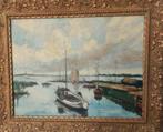 Olieverf Schilderij Haven Loosdrecht - Klassiek Zeegezicht, Antiek en Kunst, Kunst | Schilderijen | Klassiek, Ophalen of Verzenden