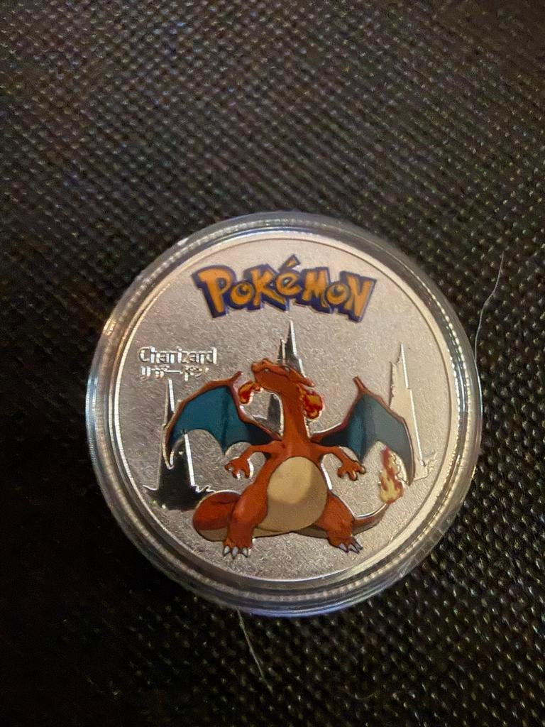 Pokémon munt Charizard zilverkleurig, Ophalen of Verzenden, 10 euro, Losse munt