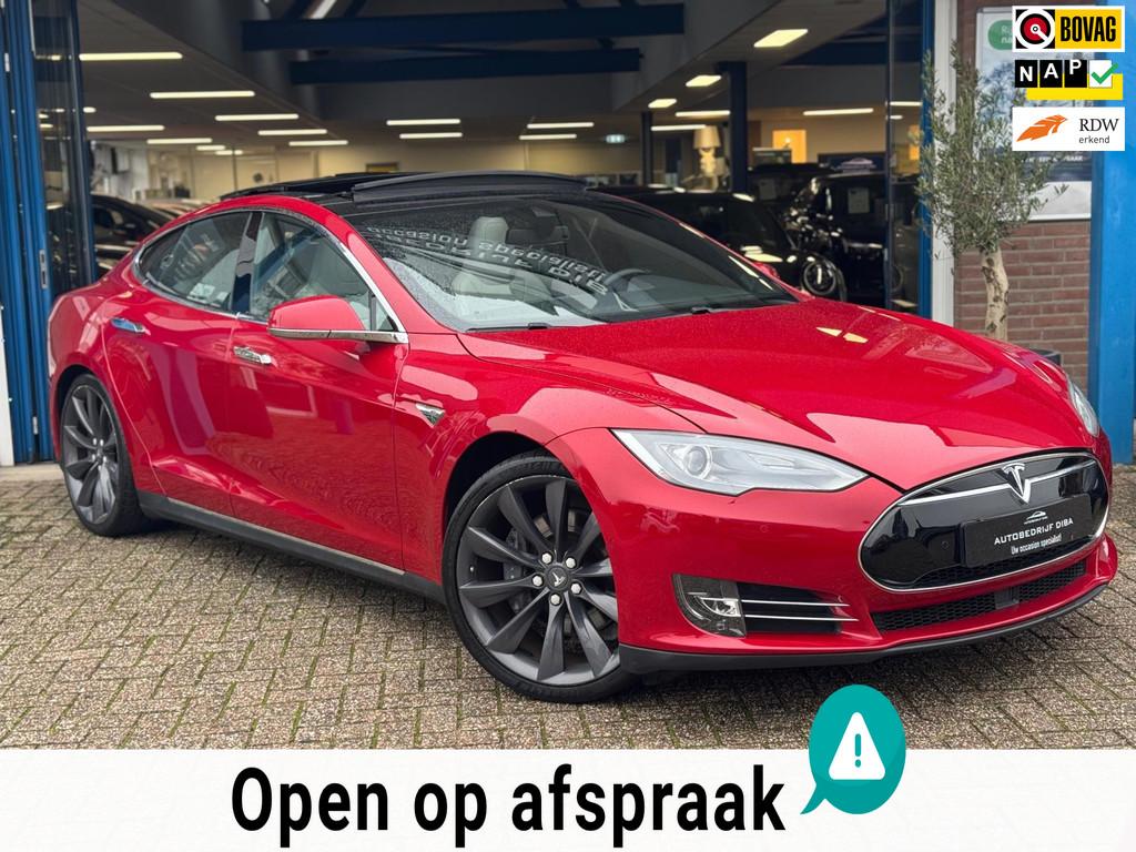 Tesla Model S 85 Base 2014 Rood PANO NAVI Free Supercharge!, Auto's, Tesla, Achterwielaandrijving, Gebruikt, Beige, 367 pk