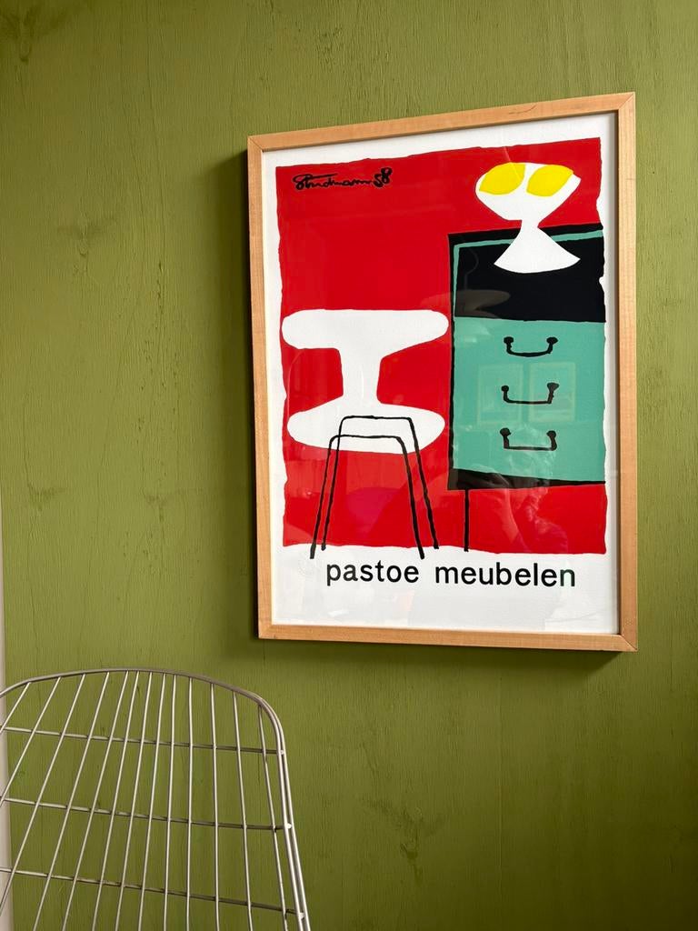 Pastoe affiche 1958 Theo Strafmann, Antiek en Kunst, Kunst | Litho's en Zeefdrukken, Ophalen of Verzenden