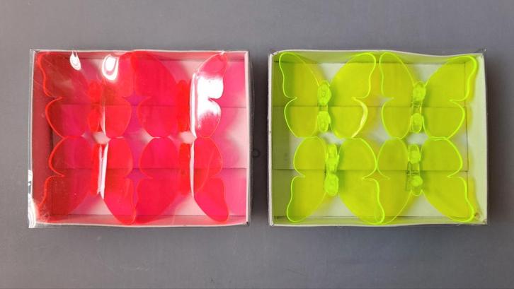 Neon Kunststof Decoratie Vlinders op Clip - nieuw, Huis en Inrichting, Woonaccessoires | Overige, Nieuw, Verzenden