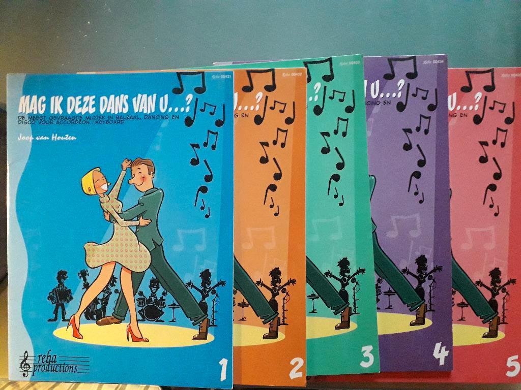 Joop van Houten Mag ik deze dans van u..? deel 1 t/m 5, Muziek en Instrumenten, Bladmuziek, Piano, Gebruikt, Ophalen of Verzenden