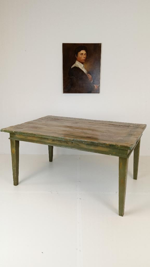 Antieke Zweedse beschilderde eettafel, Antiek en Kunst, Antiek | Meubels | Tafels, Ophalen of Verzenden