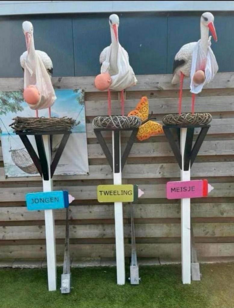 Geboorte ooievaar, Kinderen en Baby's, Kraamcadeaus en Geboorteborden, Zo goed als nieuw, Ophalen of Verzenden