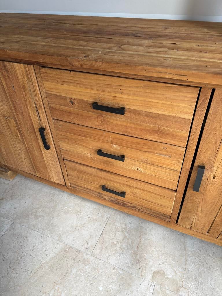 Grenen dressoir met lades en kasten - 180x50x90 cm, Ophalen, Gebruikt, 150 tot 200 cm, Met lade(s)