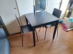 Tafel (+ stoelen), Huis en Inrichting, Tafels | Eettafels, Ophalen, Gebruikt, Vierkant, Tot twee personen