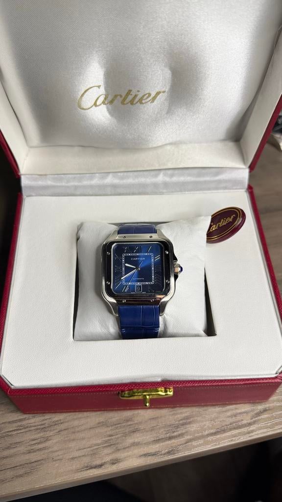 Cartier Horloge met Doos en Papieren - Santos de Cartier, Sieraden, Tassen en Uiterlijk, Horloges | Heren, Overige merken, Leer