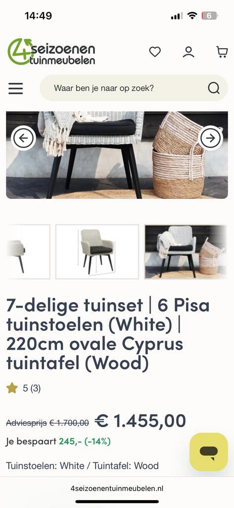 Tuinset 6 personen, Tuin en Terras, Ophalen, Zo goed als nieuw