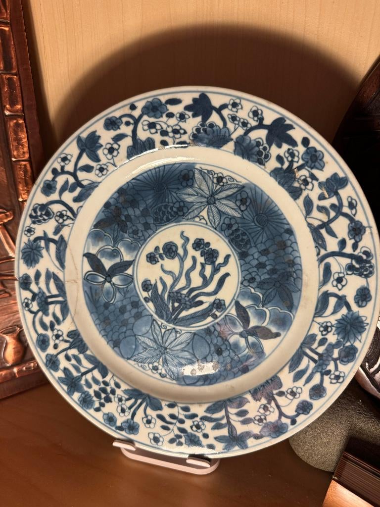 Oud Chinees blauw-wit porseleinen bord, Antiek en Kunst, Ophalen of Verzenden