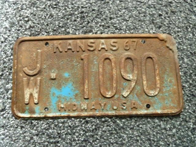 Kentekenplaat licenseplate Kansas 67 USA, Verzenden, Gebruikt, Auto's
