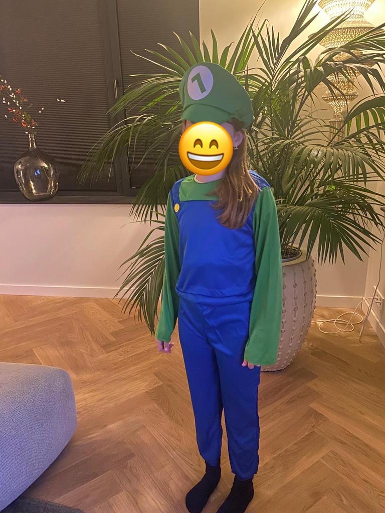 Luigi-Groene Loodgieter Kostuum - Maat 152, Ophalen of Verzenden, Zo goed als nieuw, 110 t/m 116, Jongen of Meisje